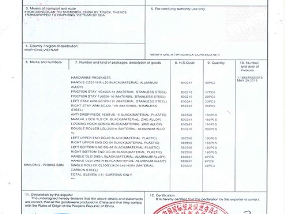 Chứng Nhận ORIGRNAL